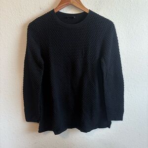 COS Waffle Stitch Cotton Jumper Dot Textured Knit Sweater in Black Size Small